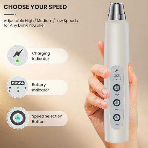 Beige rechargeable handheld milk frother — photo 5