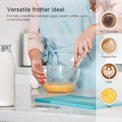 White Battery Operated Handheld Coffee Whisk — photo 5
