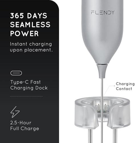 Mini handheld milk frother with charging stand — photo 5