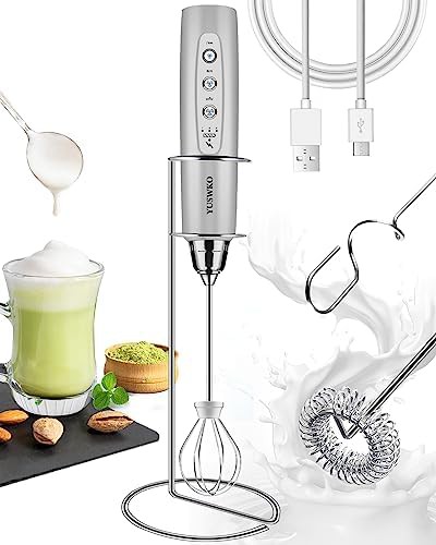 Silver stainless steel handheld milk frother