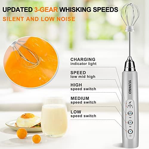 Silver stainless steel handheld milk frother — photo 3