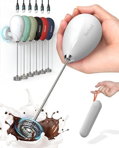 White Double Whisk Travel Frother with Case