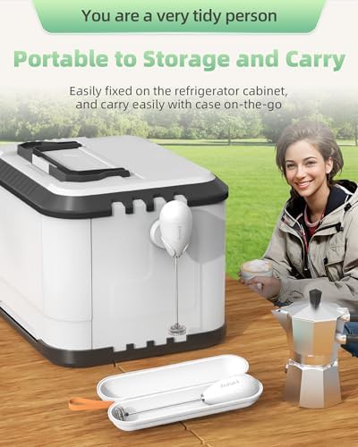 White Double Whisk Travel Frother with Case — photo 3