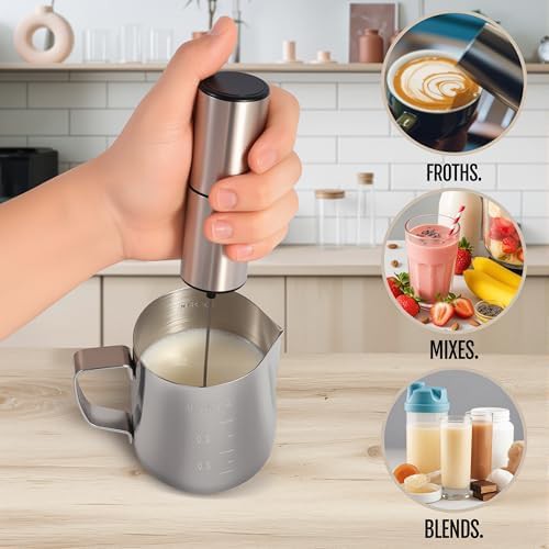 Handheld frother set with wooden stand — photo 4