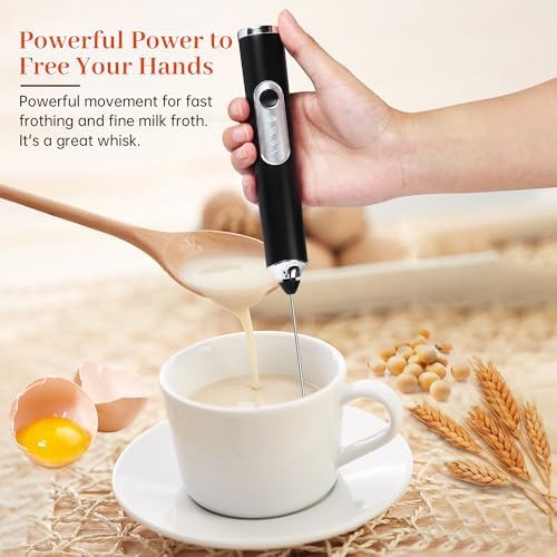 Black handheld rechargeable drink mixer with stand — photo 4