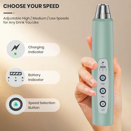 Sage green wireless milk frother — photo 5