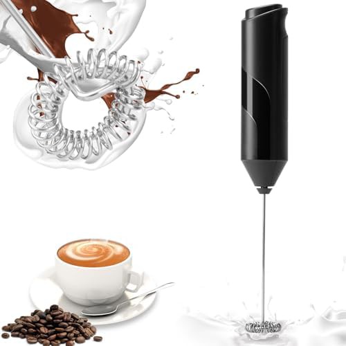 Black battery powered milk frother wand