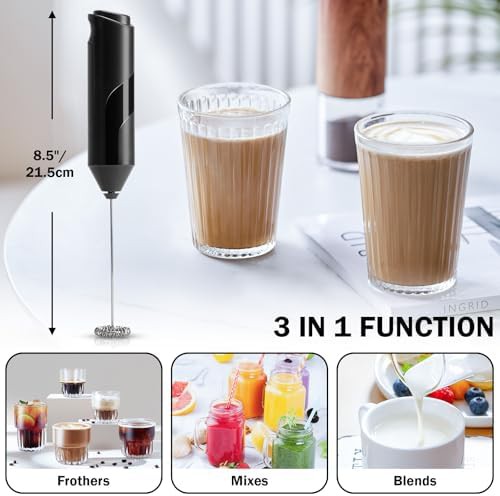 Black battery powered milk frother wand — photo 5
