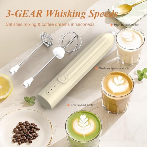 Beige 3 Speed Rechargeable Frother — photo 3