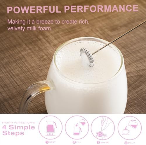 Pink Handheld Matcha and Coffee Frother — photo 3