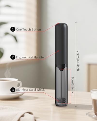 Black handheld milk frother with dual coil whisk — photo 3