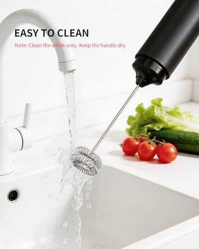 Black handheld milk frother with dual coil whisk — photo 5