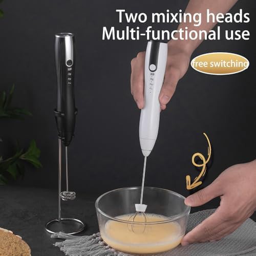 White mini rechargeable frother with stand — photo 4
