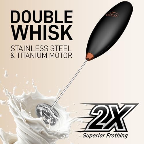 Black copper double whisk milk frother wand — photo 3