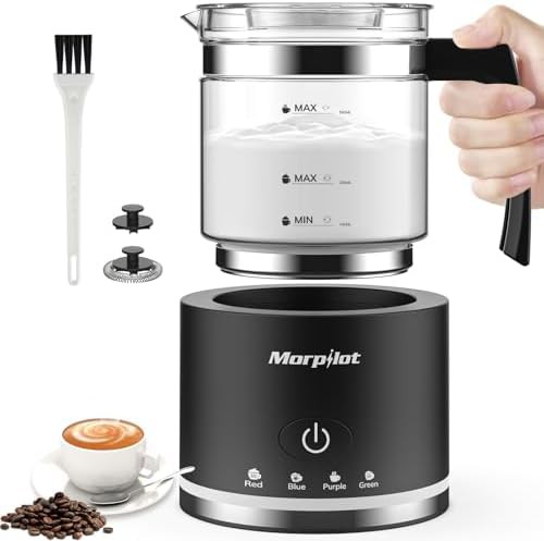Large automatic milk steamer in black glass