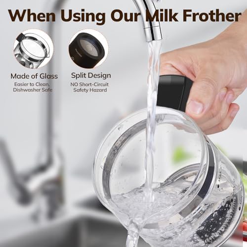 Large automatic milk steamer in black glass — photo 4