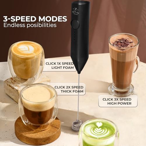 Black rechargeable three speed drink mixer — photo 4