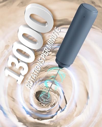 Blue rechargeable frother with dual ring whisk — photo 3
