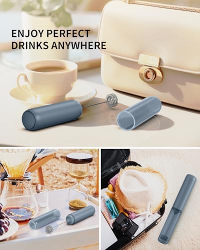 Blue rechargeable frother with dual ring whisk — photo 4