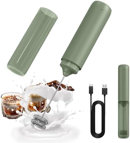 Green dual ring rechargeable milk frother