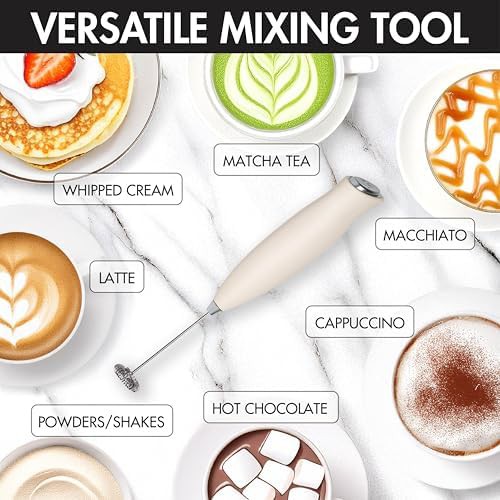Cream mini portable battery powered mixer — photo 3