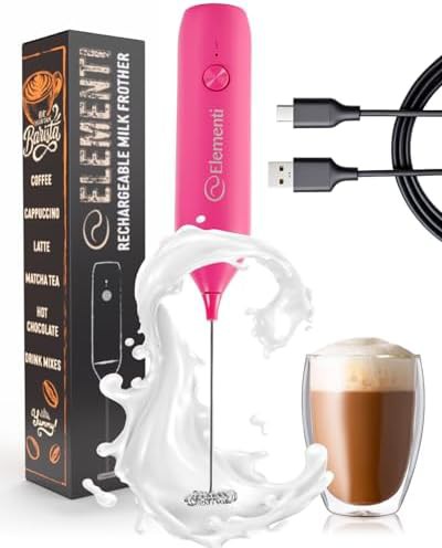 Pink rechargeable handheld drink mixer wand