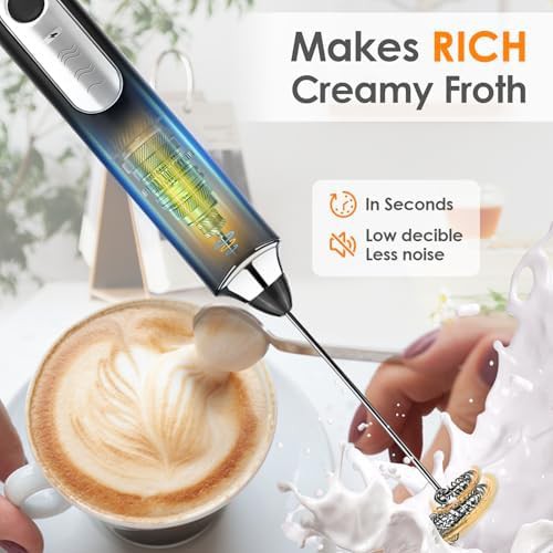 Black Rechargeable Handheld Office Frother — photo 5