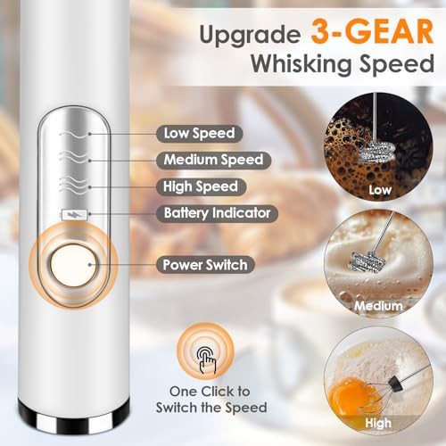 White Rechargeable Handheld Office Frother — photo 3