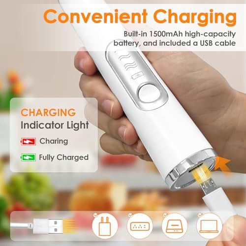 White Rechargeable Handheld Office Frother — photo 4