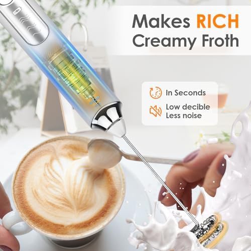 White Rechargeable Handheld Office Frother — photo 5