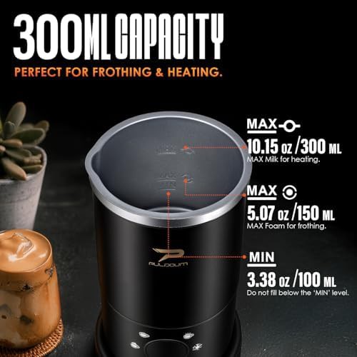 Black Automatic Coffee Steamer and Frother 300ml — photo 3