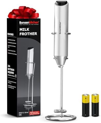 Battery operated coffee frother with stand