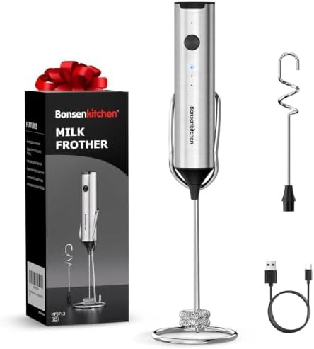 Three speed rechargeable frother with stand