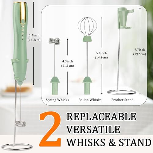 Green milk frother wand with stand — photo 4