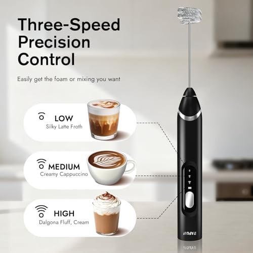 Black rechargeable handheld frother with double whisk — photo 4