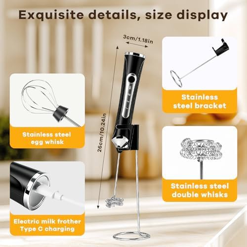 Rechargeable three speed frother with stand — photo 3
