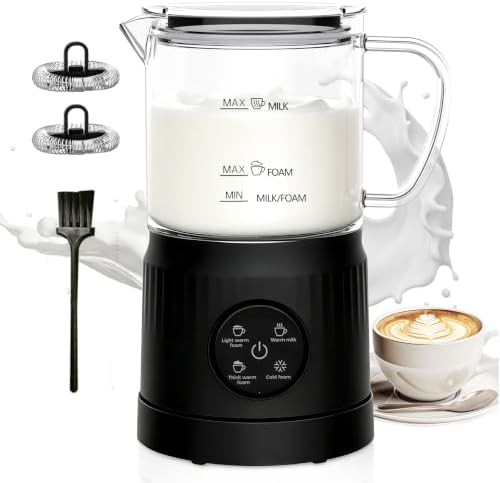 Ceramic lining milk warmer and frother in black