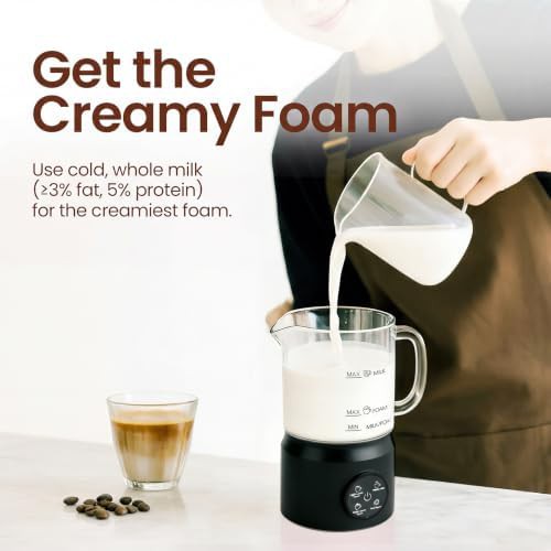 Ceramic lining milk warmer and frother in black — photo 5