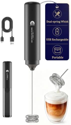 Rechargeable handheld milk frother wand