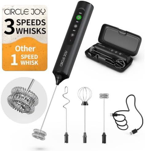 Circle Joy 3-speed rechargeable milk frother with box in black