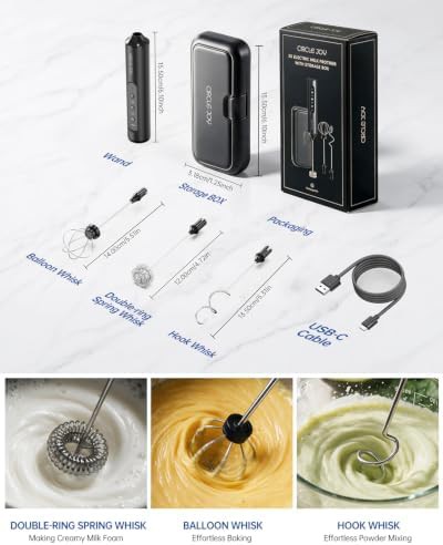 Circle Joy 3-speed rechargeable milk frother with box in black — photo 3