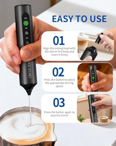 Circle Joy 3-speed rechargeable milk frother with box in black — photo 5