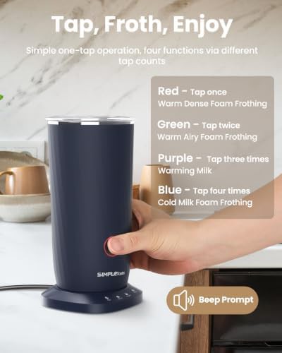 Dark blue automatic electric milk steamer — photo 3