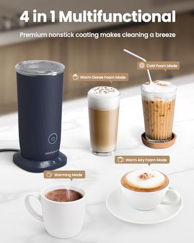 Dark blue automatic electric milk steamer — photo 4