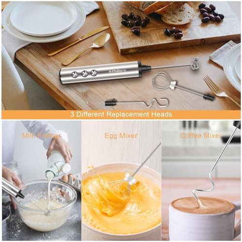 Handheld rechargeable stainless steel coffee whisk — photo 5