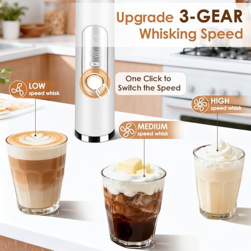 White rechargeable office coffee mixer wand — photo 3