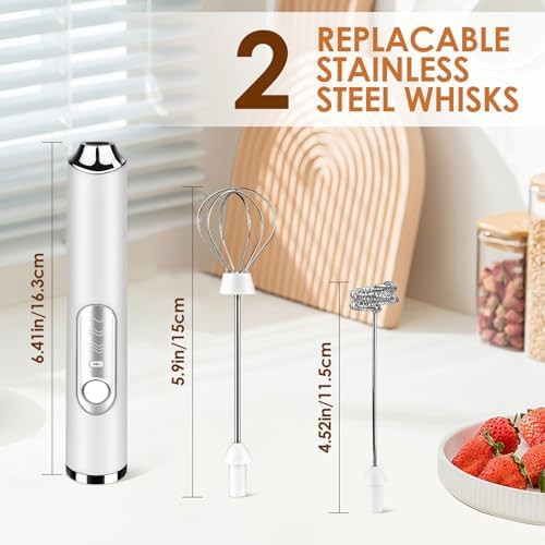 White rechargeable office coffee mixer wand — photo 5