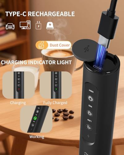 Circle Joy 3-speed rechargeable milk frother with stand in black — photo 4