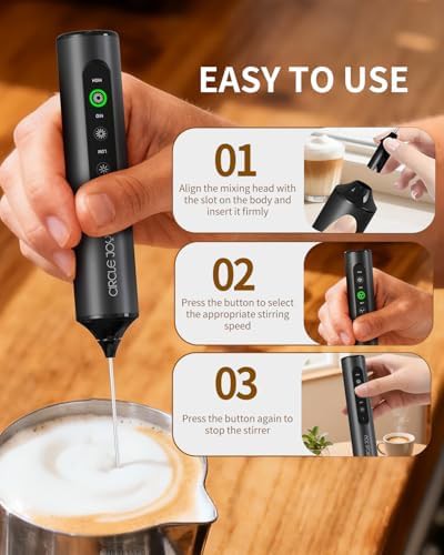 Circle Joy 3-speed rechargeable milk frother with stand in black — photo 5