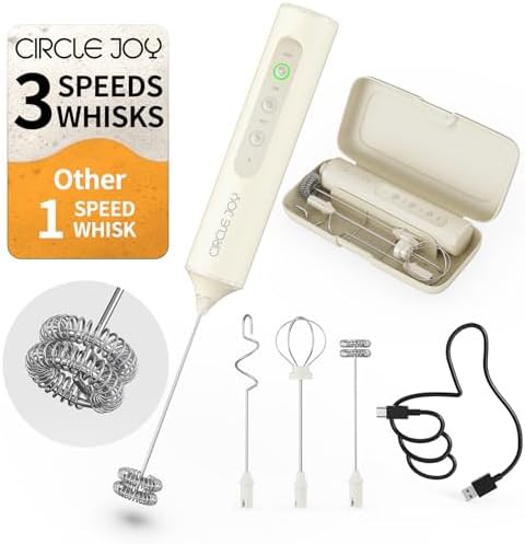 Circle Joy 3-speed rechargeable milk frother in beige